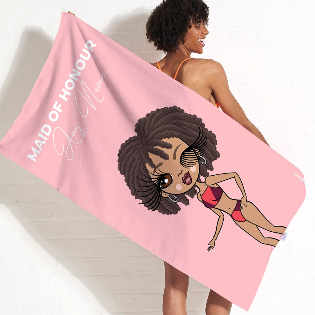 Womens Personalized Maid of Honour Peach Beach Towel