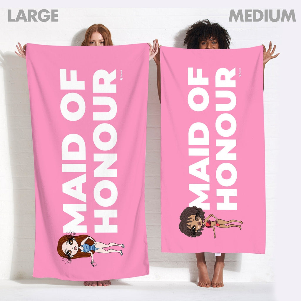 Womens Personalized Maid of Honour Pink Beach Towel
