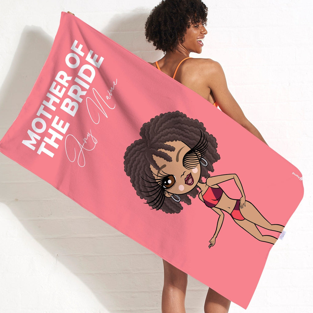 Womens Personalized Bold Mother Of The Bride Coral Beach Towel