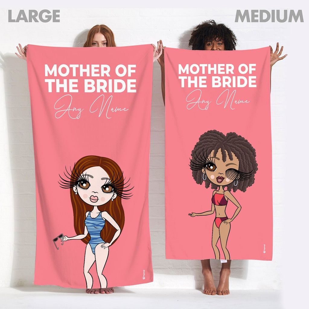 Womens Personalized Bold Mother Of The Bride Coral Beach Towel