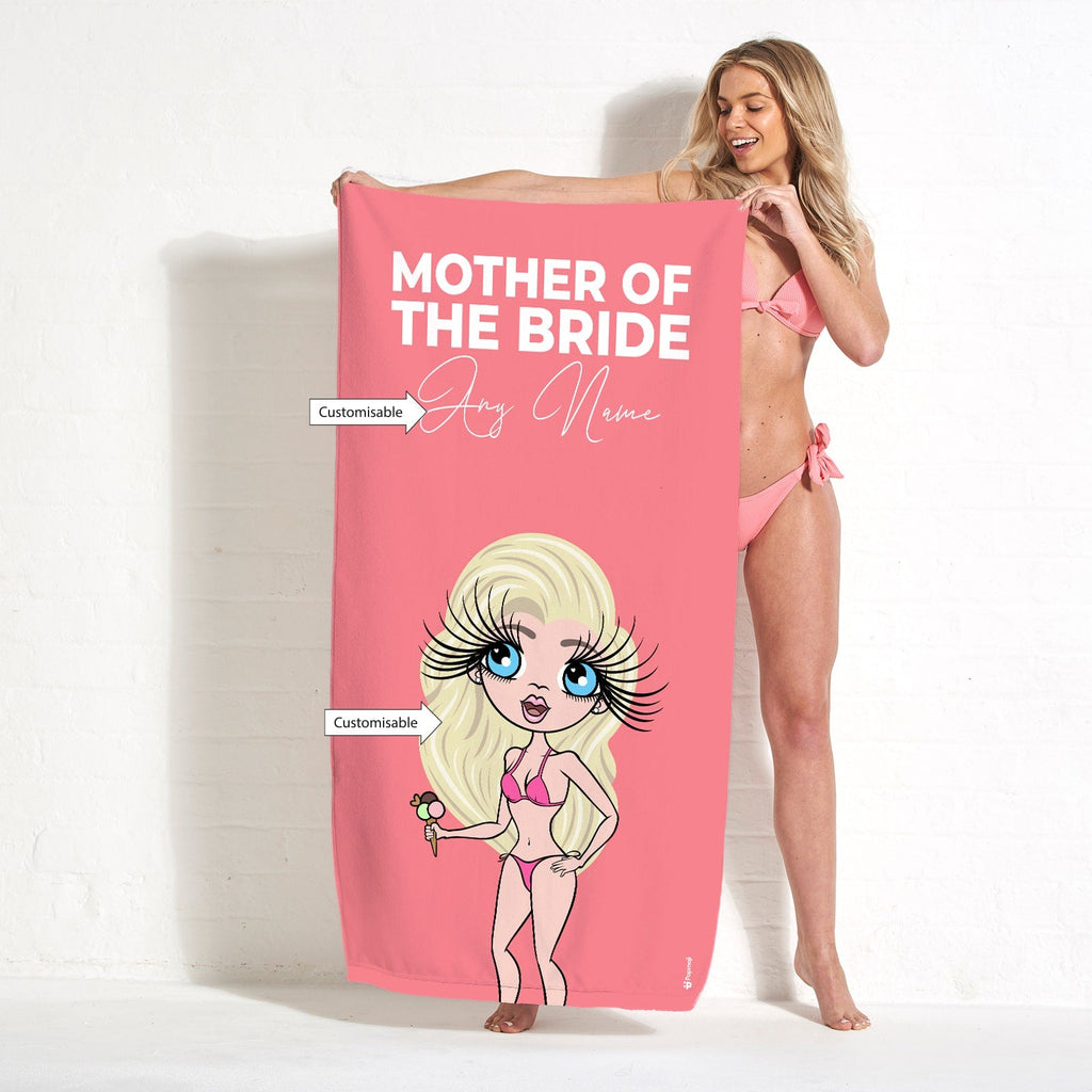 Womens Personalized Bold Mother Of The Bride Coral Beach Towel