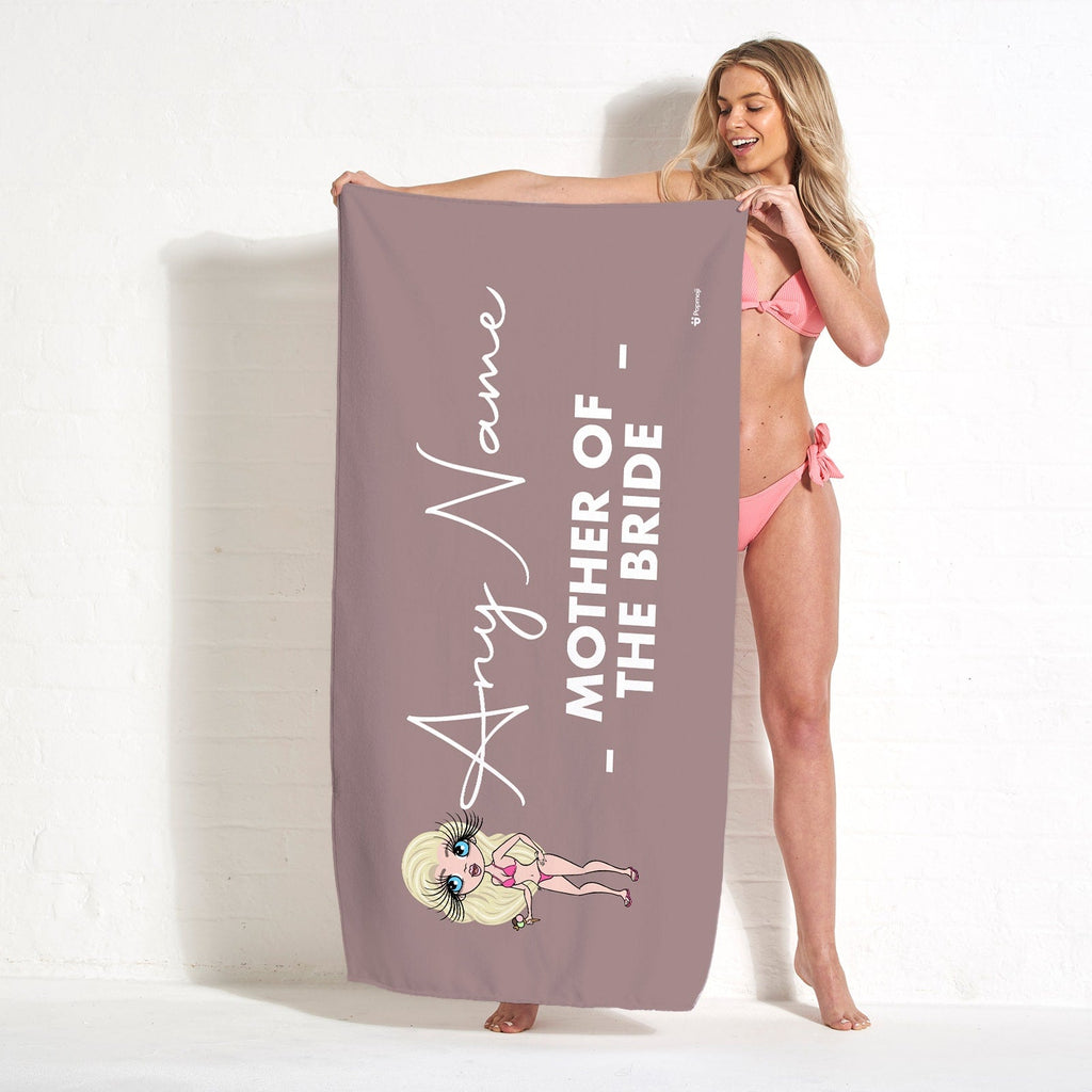 Womens Personalized Bold Mother Of The Bride Mocha Beach Towel