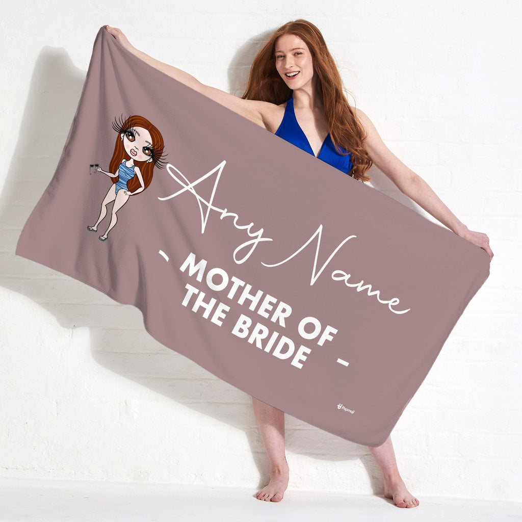 Womens Personalized Bold Mother Of The Bride Mocha Beach Towel