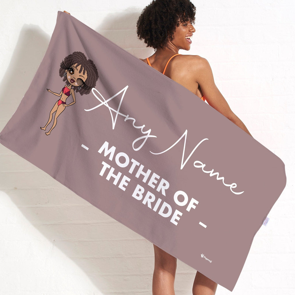 Womens Personalized Bold Mother Of The Bride Mocha Beach Towel