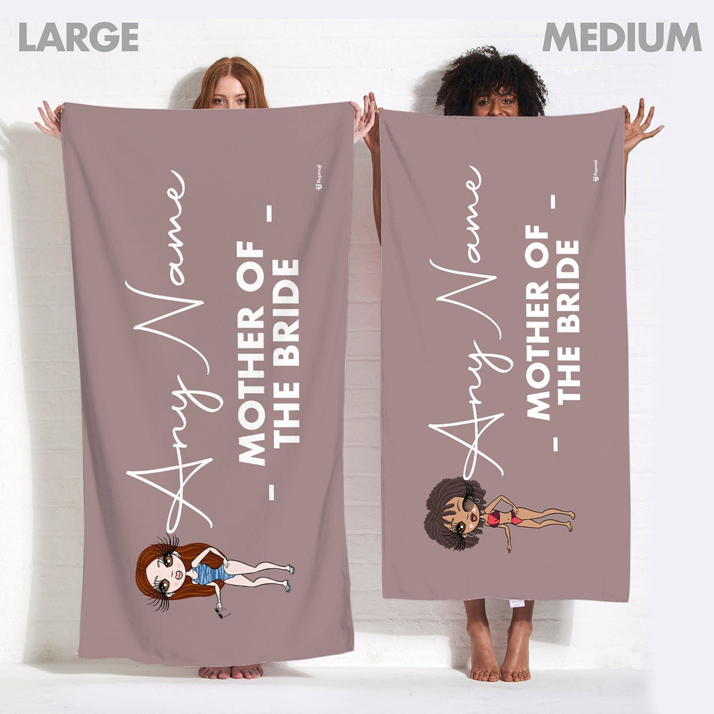 Womens Personalized Bold Mother Of The Bride Mocha Beach Towel