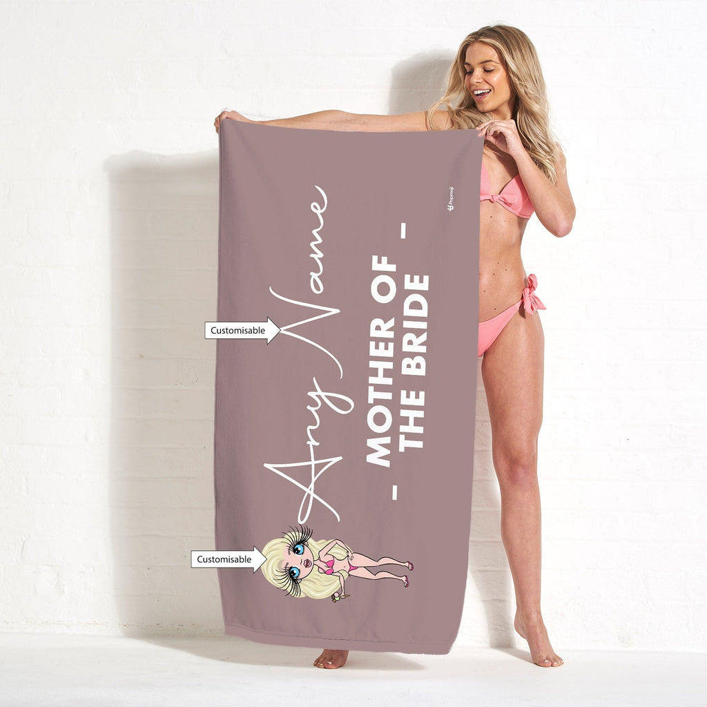 Womens Personalized Bold Mother Of The Bride Mocha Beach Towel