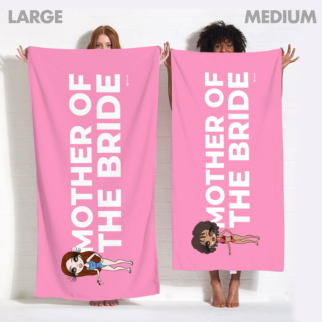 Womens Personalized Bold Mother Of The Bride Pink Beach Towel