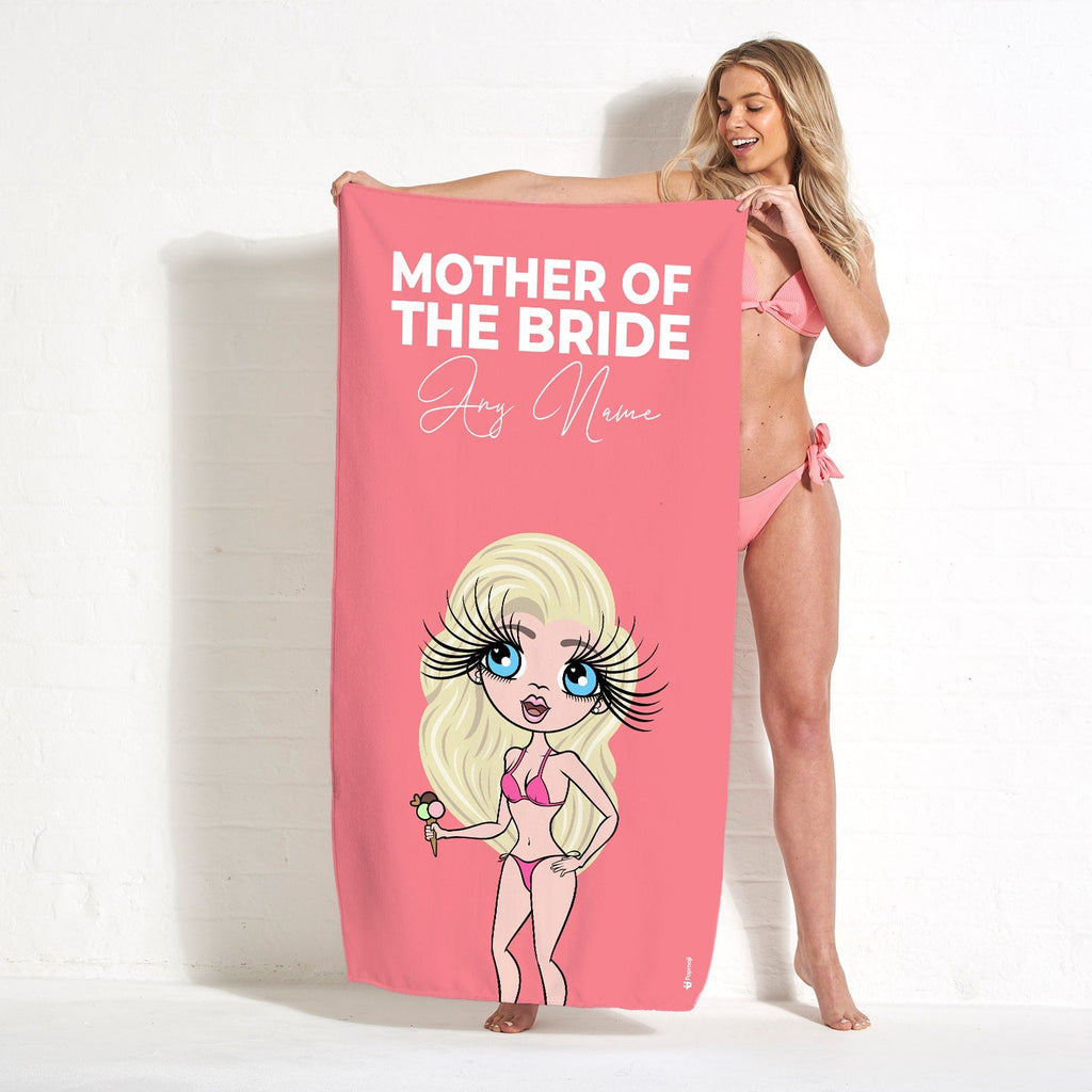 Womens Personalized Bold Mother Of The Bride Coral Beach Towel