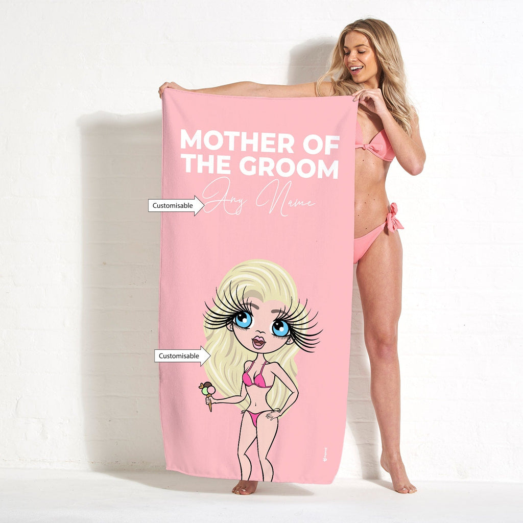 Womens Personalized Mother of the Groom Peach Beach Towel