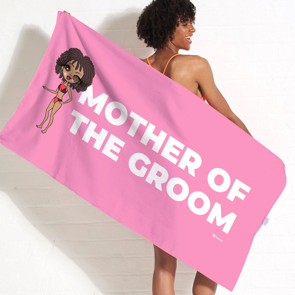 Womens Personalized Mother of the Groom Pink Beach Towel