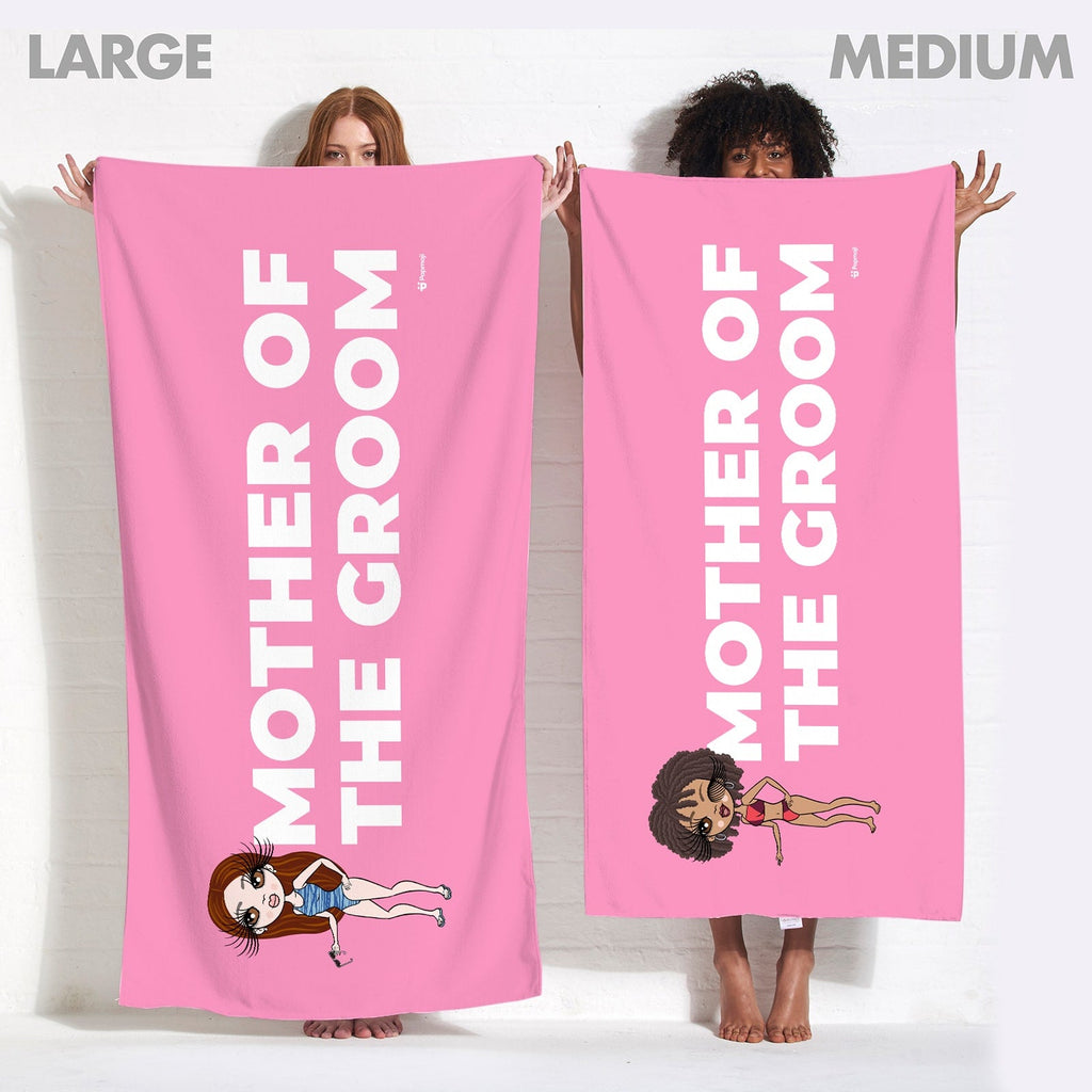 Womens Personalized Mother of the Groom Pink Beach Towel