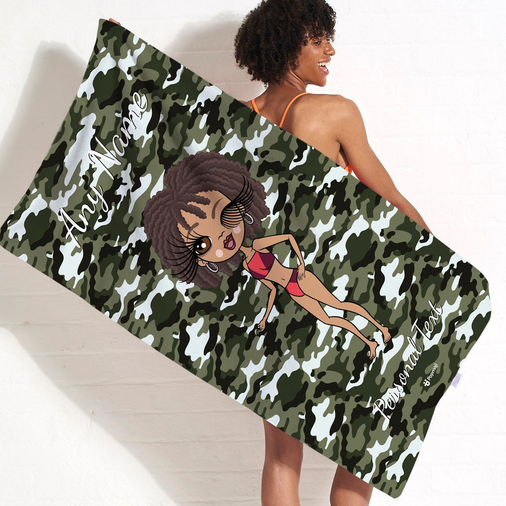 Womens Personalized Camo Beach Towel
