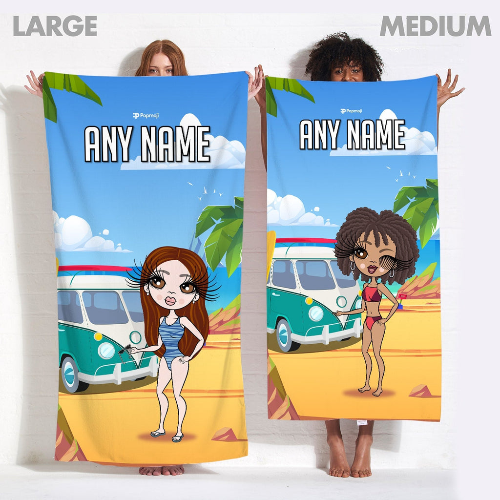 Womens Personalized Campervan Beach Towel