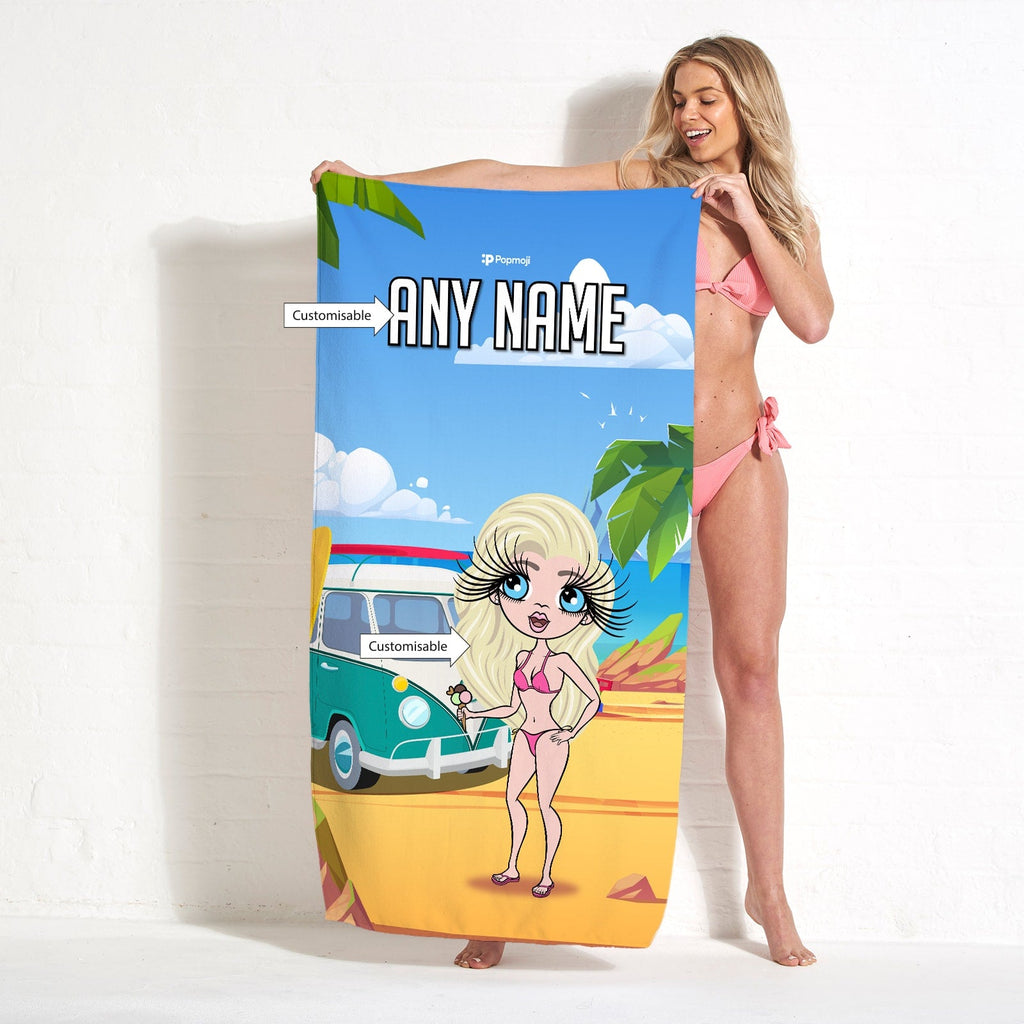 Womens Personalized Campervan Beach Towel