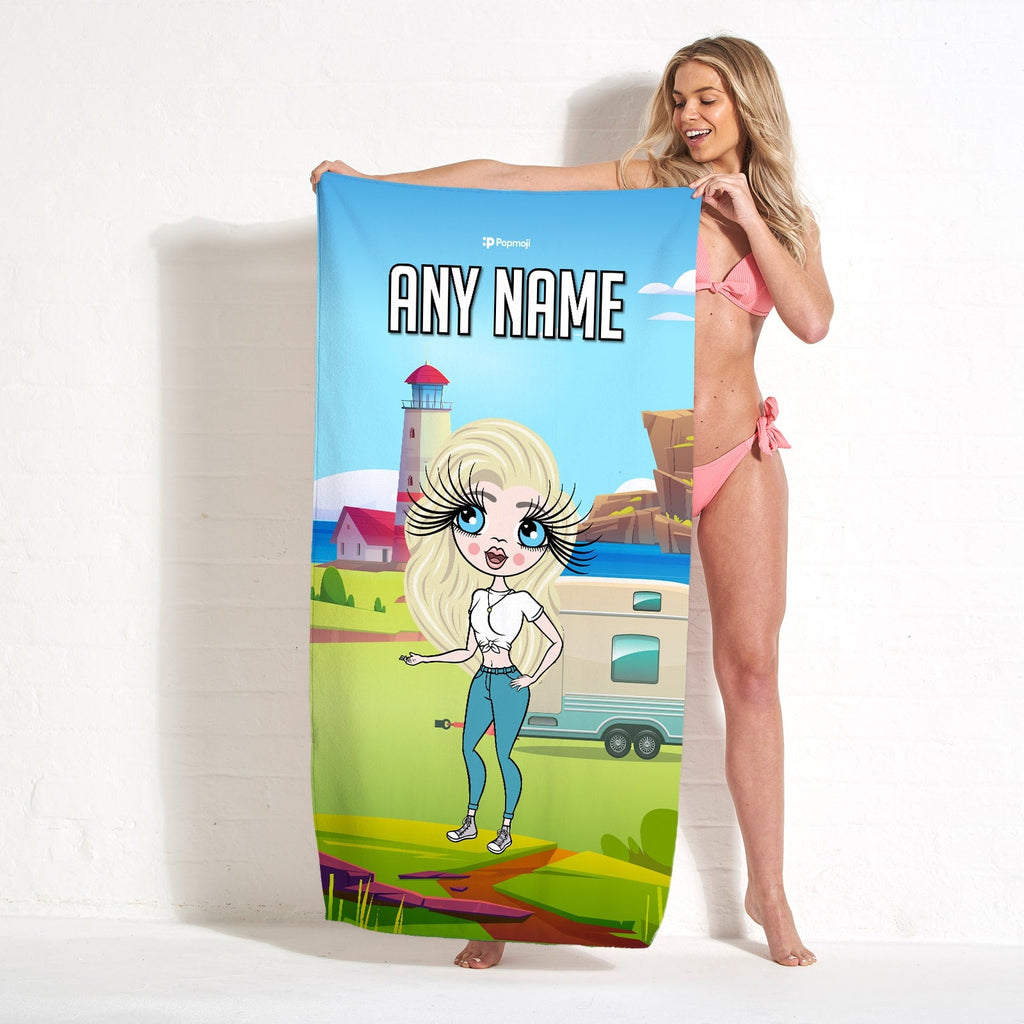 Womens Personalized Caravan Beach Towel
