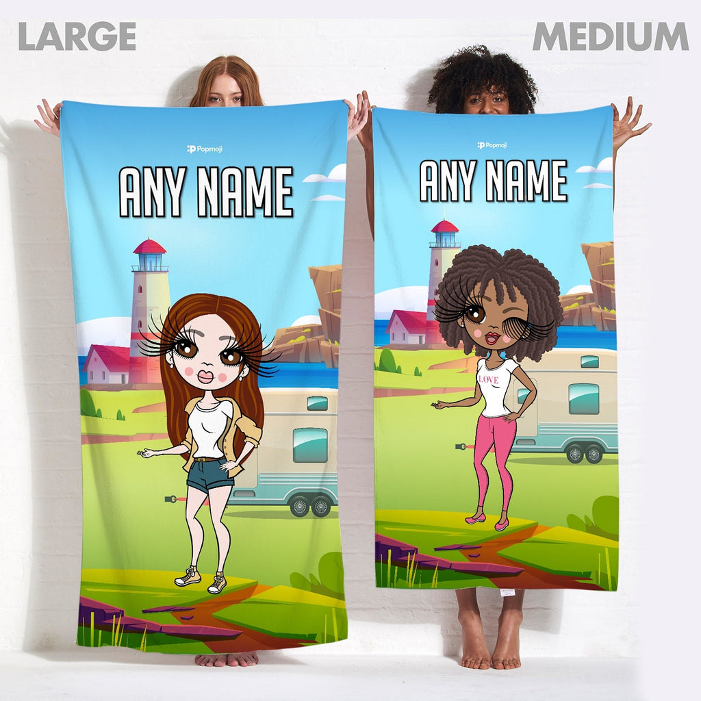 Womens Personalized Caravan Beach Towel