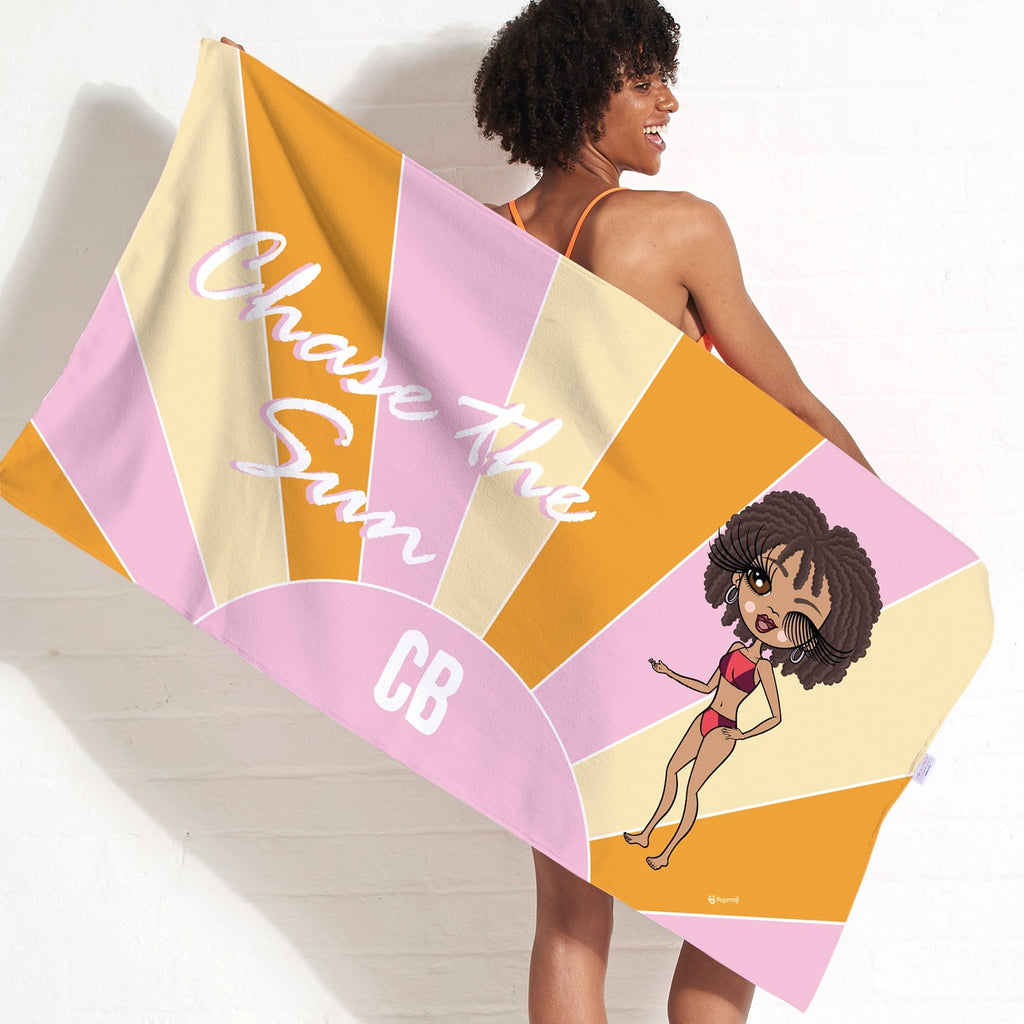 Womens Personalized Chase The Sun Beach Towel