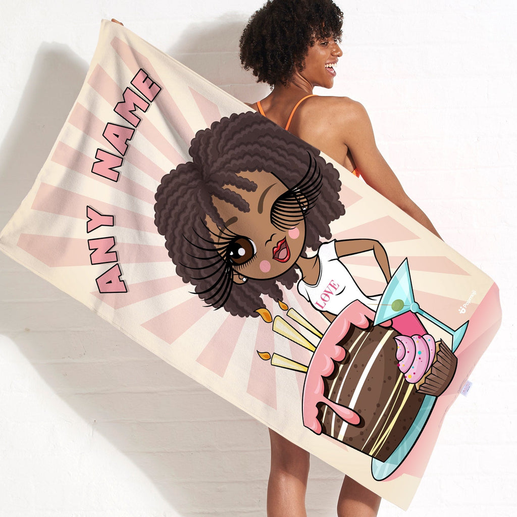 Womens Personalized Close Up Celebration Beach Towel