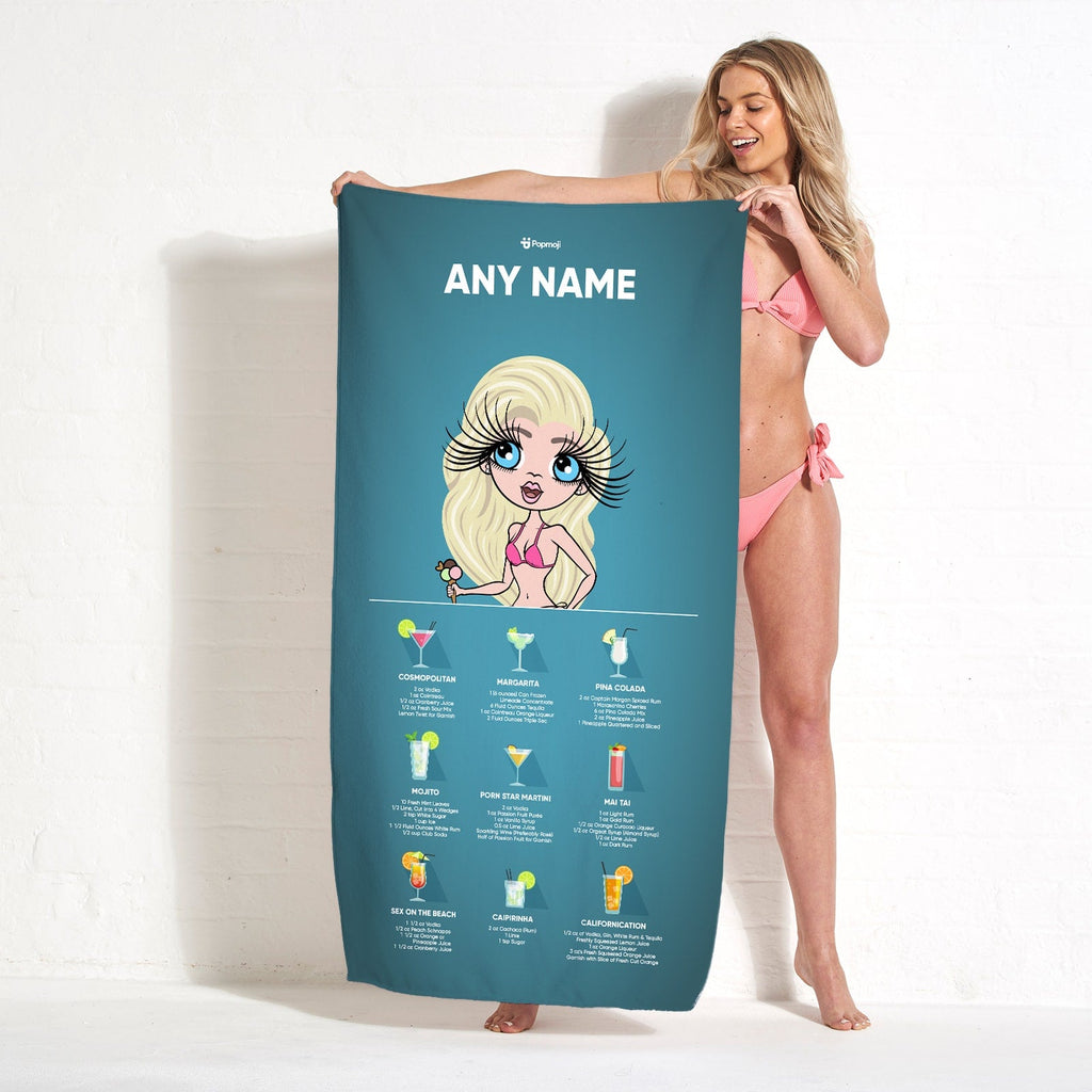Womens Personalized Cocktail Recipe Beach Towel