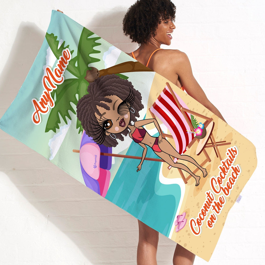 Womens Personalized Coconut Cocktails Beach Towel