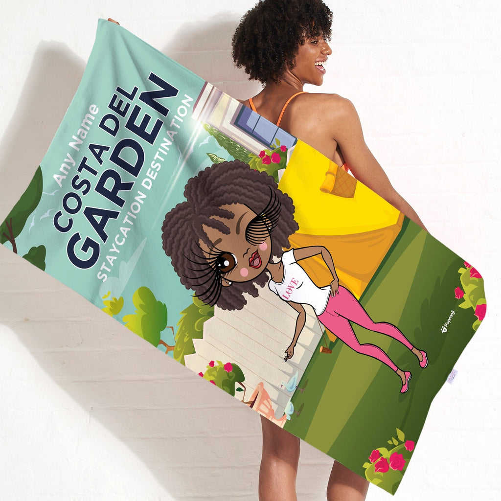 Womens Personalized Garden Staycation Beach Towel