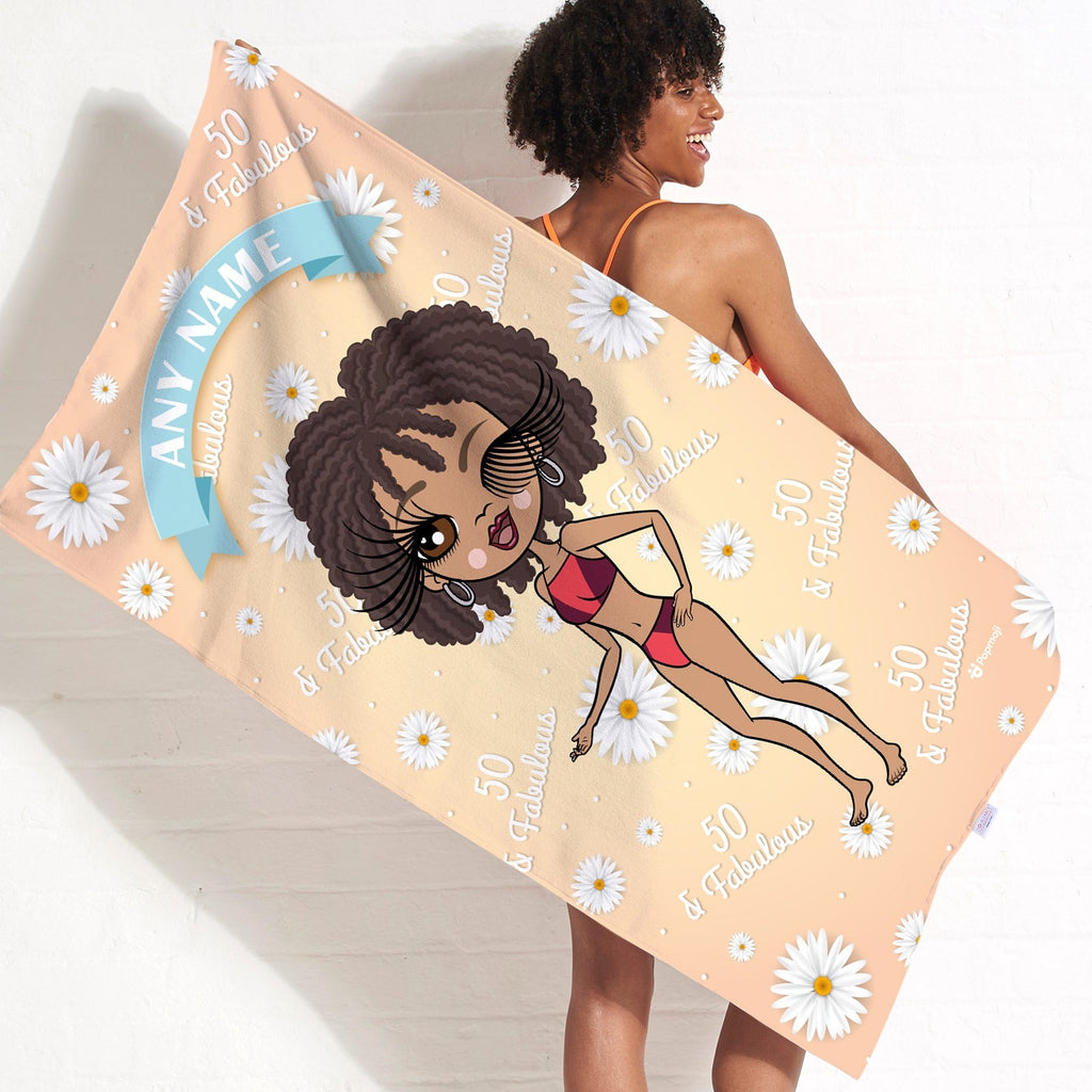 Womens Personalized Daisy Fabulous Beach Towel