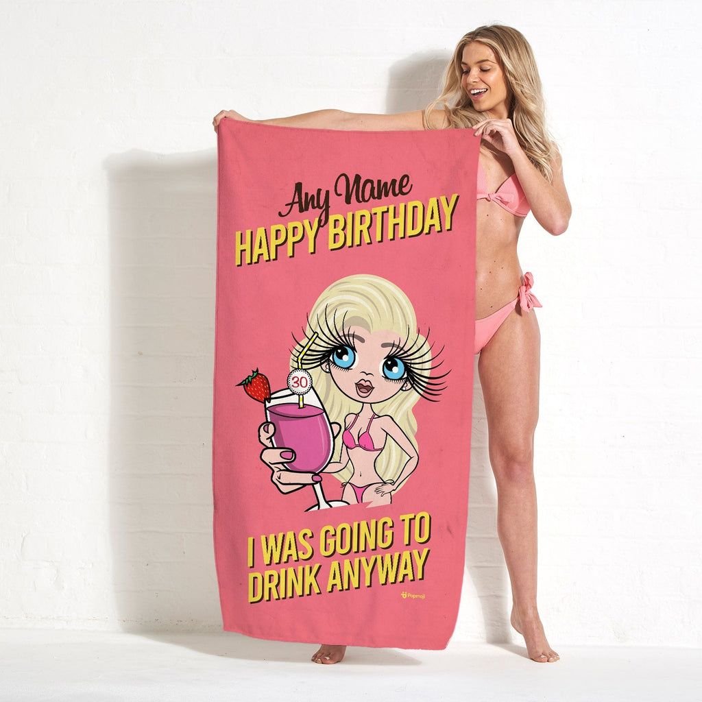 Womens Personalized Drink Anyway Beach Towel
