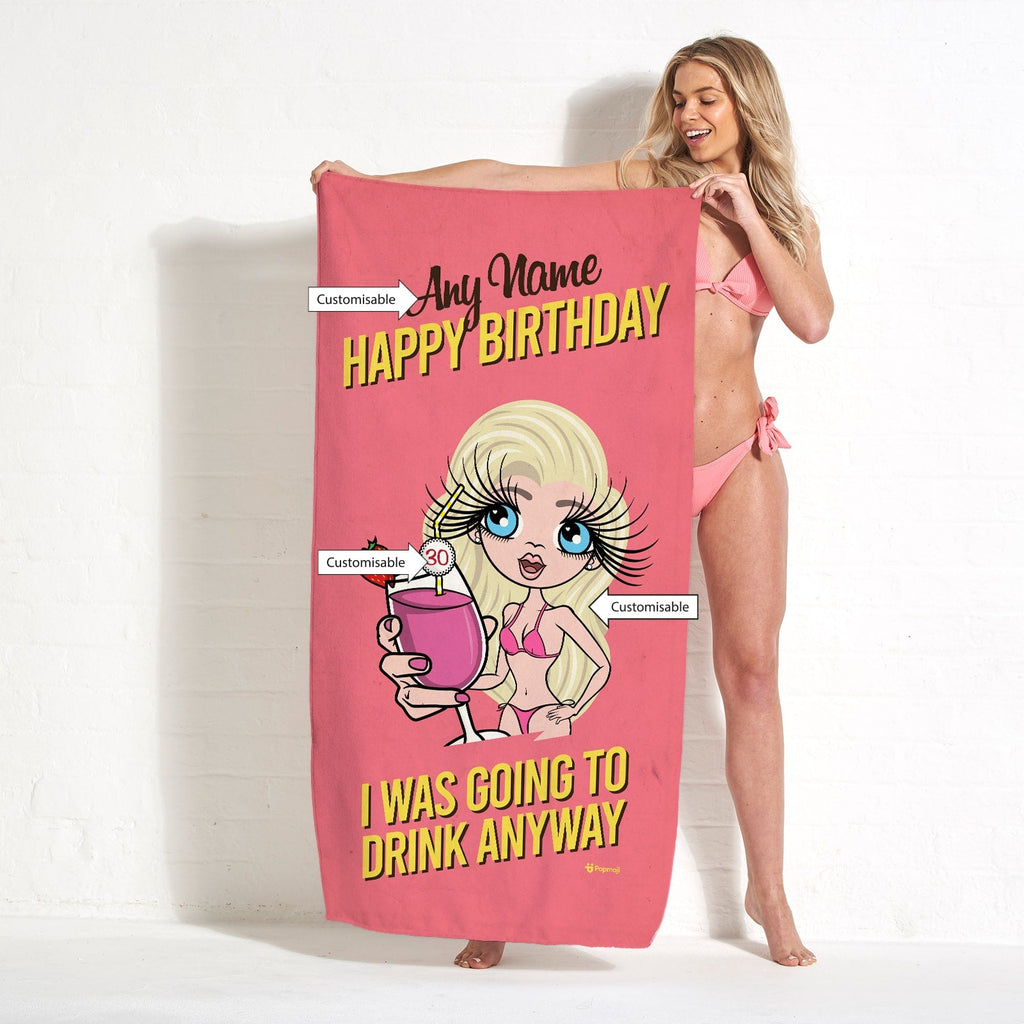 Womens Personalized Drink Anyway Beach Towel
