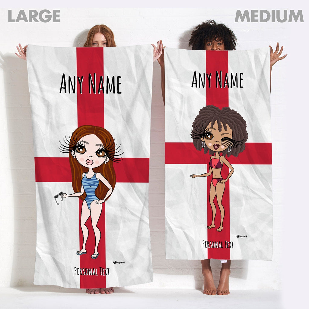 Womens Personalized England Flag Beach Towel