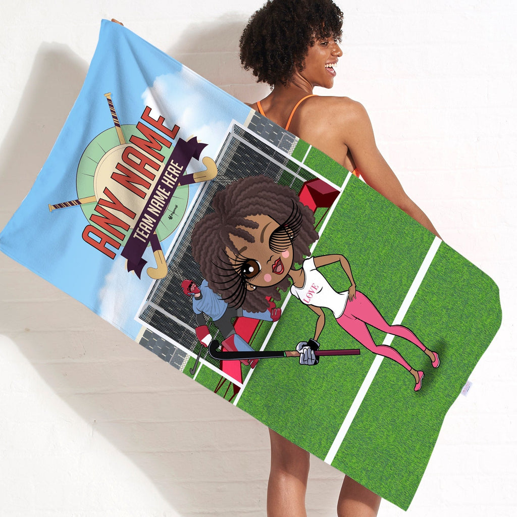 Womens Personalized Field Hockey Beach Towel