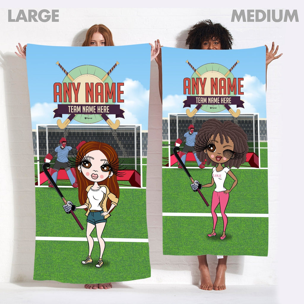 Womens Personalized Field Hockey Beach Towel