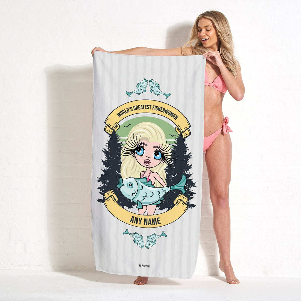 Womens Personalized Greatest Fisherwoman Beach Towel