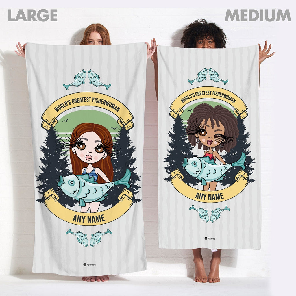 Womens Personalized Greatest Fisherwoman Beach Towel