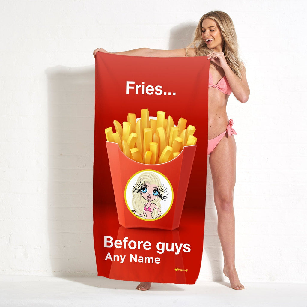Womens Personalized Fries Beach Towel
