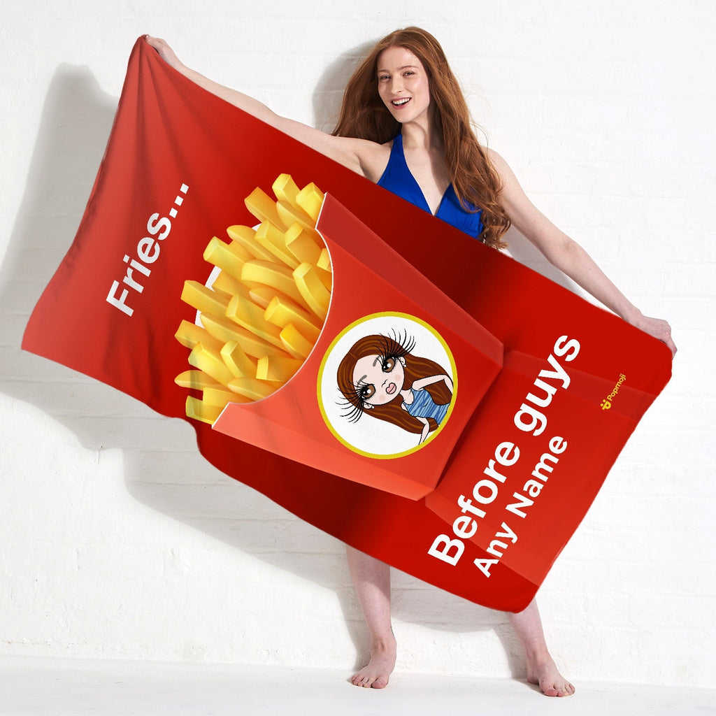 Womens Personalized Fries Beach Towel