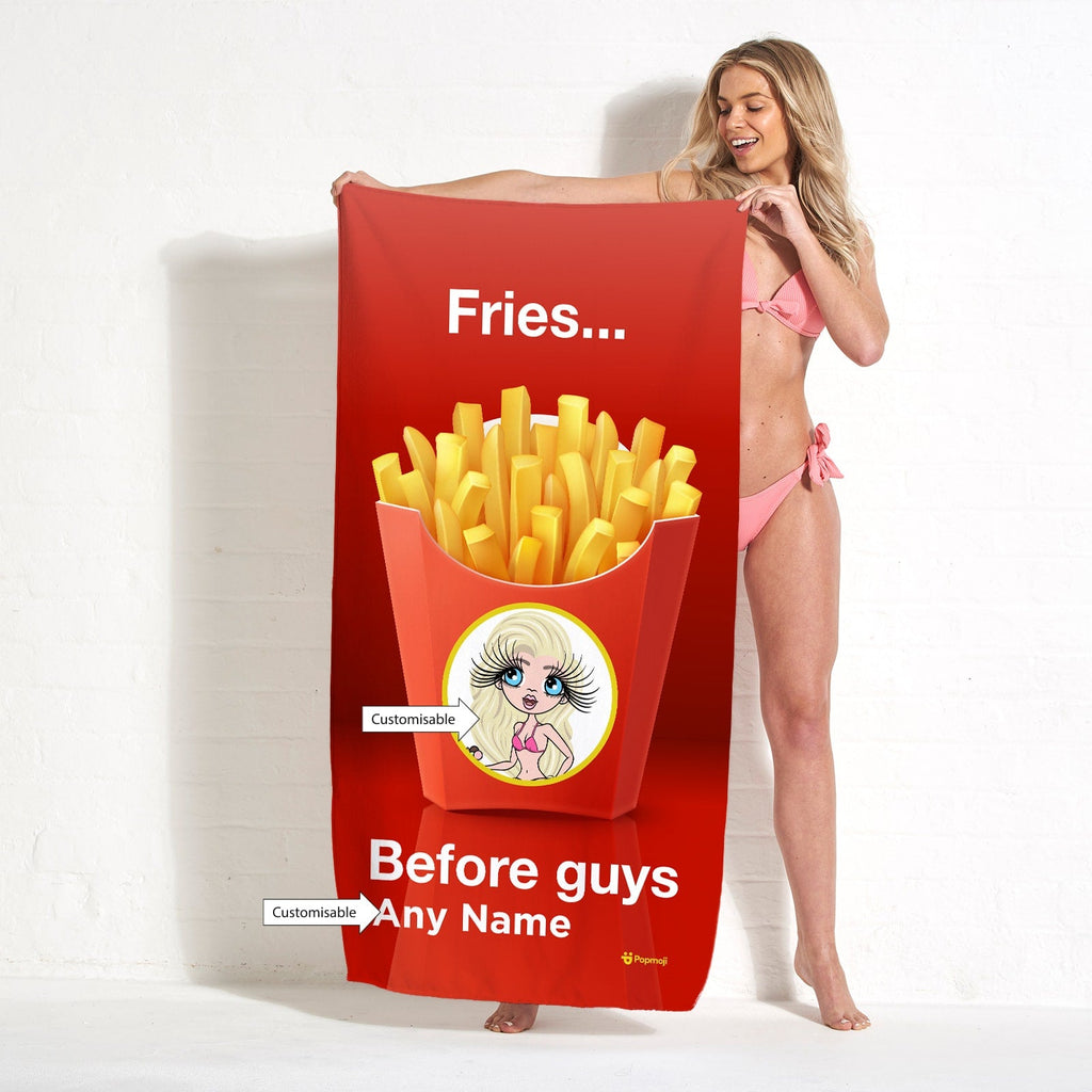 Womens Personalized Fries Beach Towel