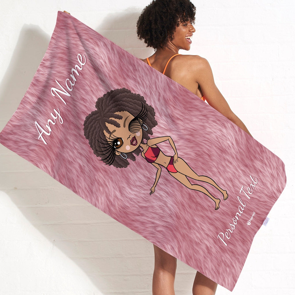 Womens Personalized Fur Effect Beach Towel