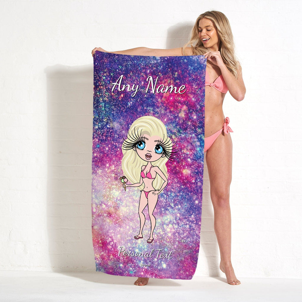 Womens Personalized Galaxy Sparkle Beach Towel