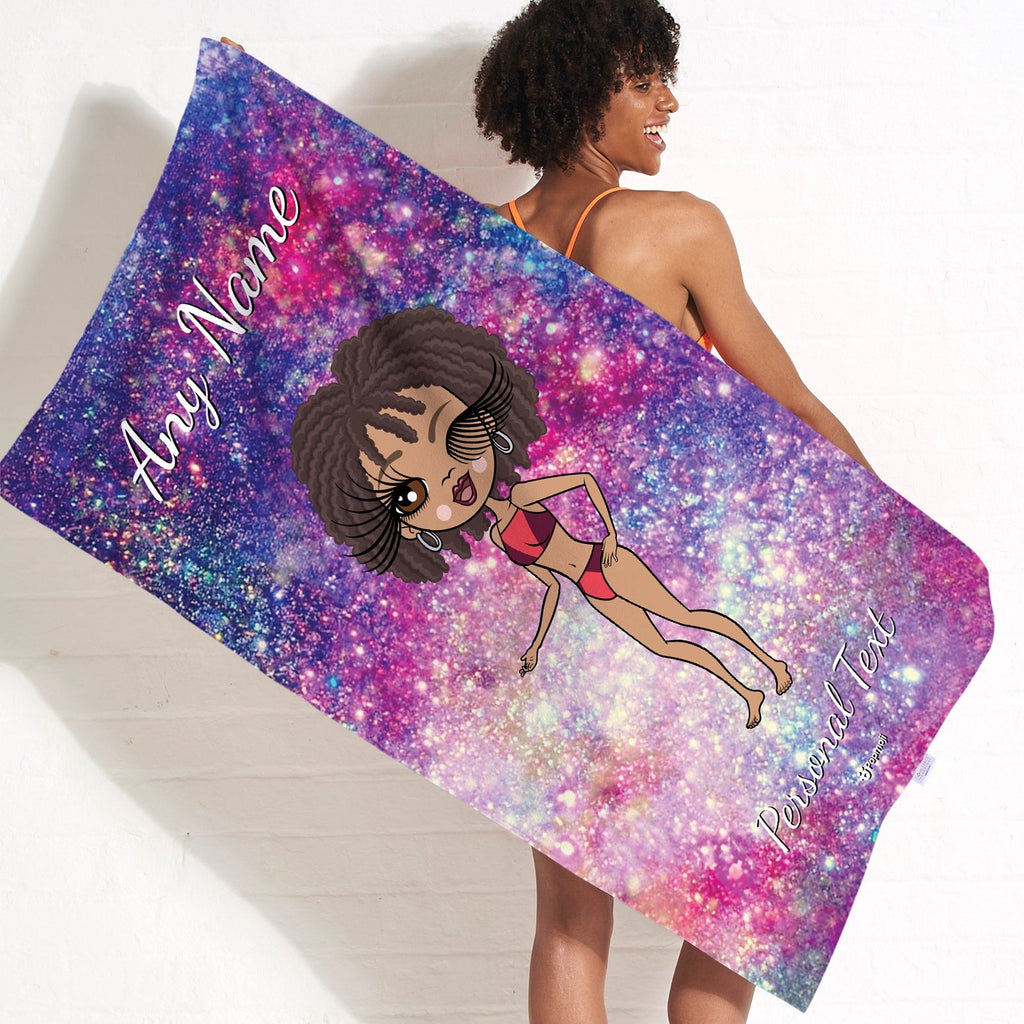 Womens Personalized Galaxy Sparkle Beach Towel