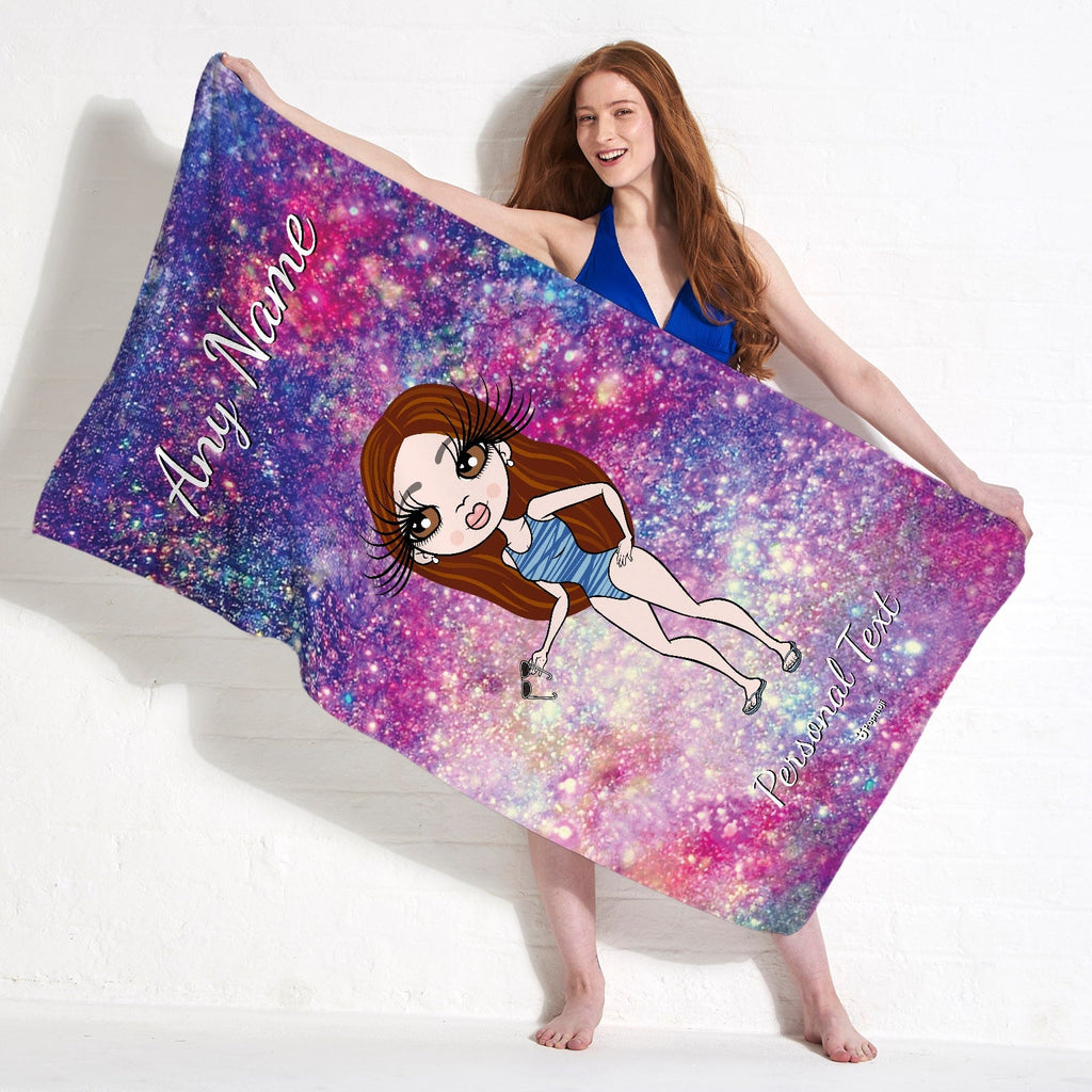 Womens Personalized Galaxy Sparkle Beach Towel