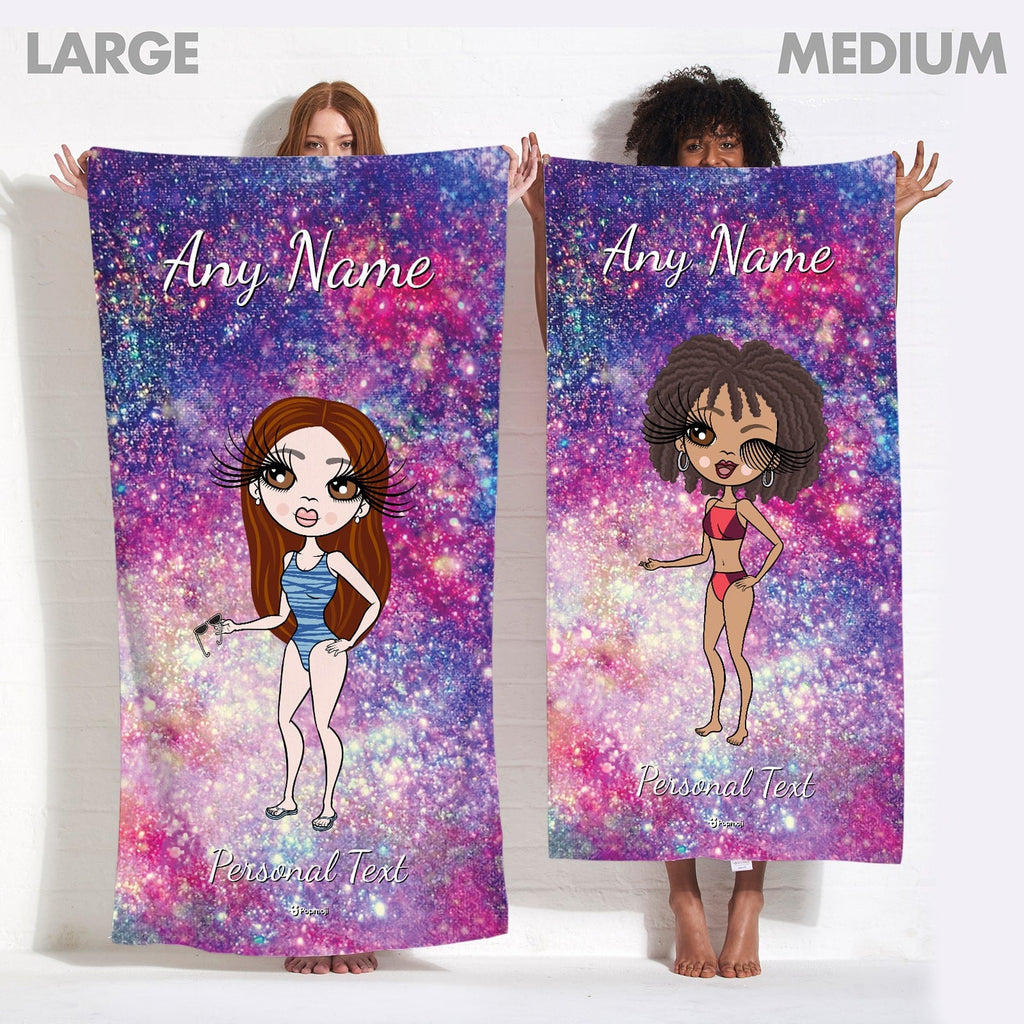 Womens Personalized Galaxy Sparkle Beach Towel