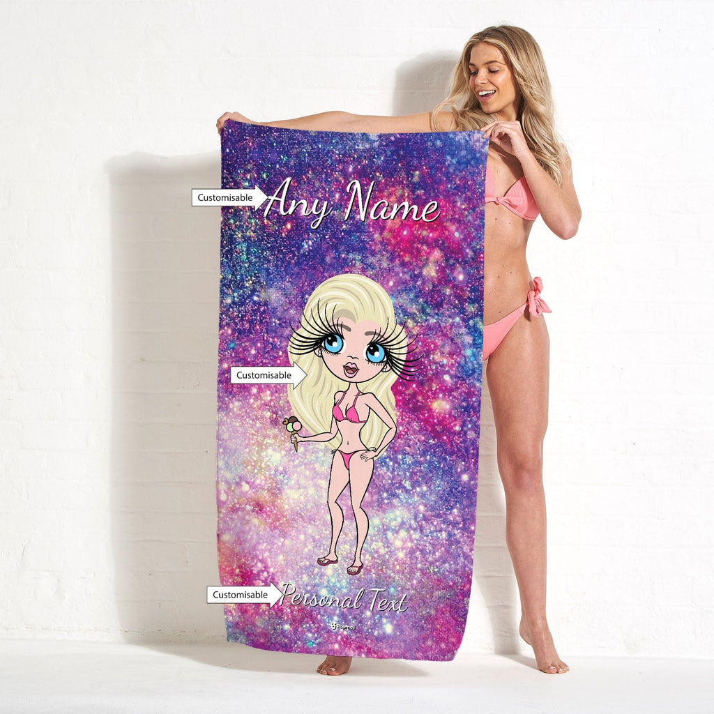 Womens Personalized Galaxy Sparkle Beach Towel