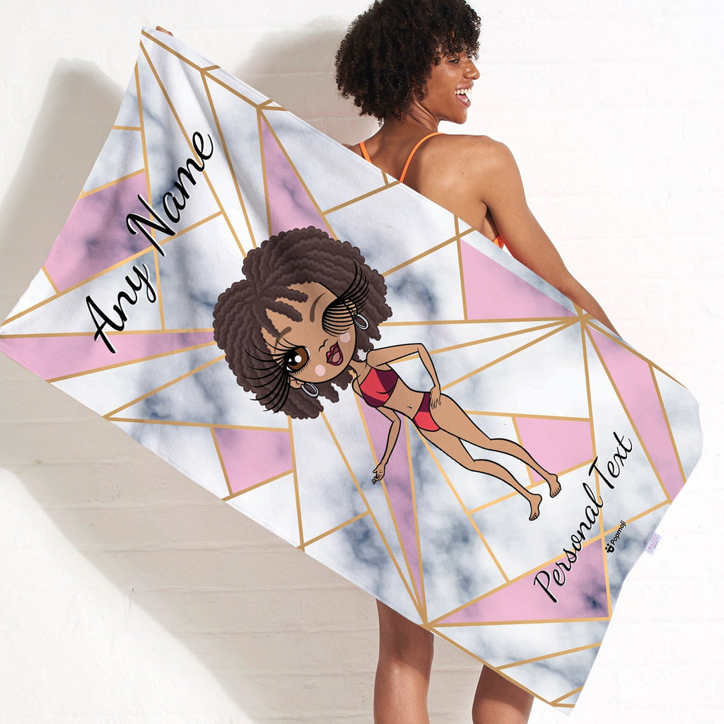 Womens Personalized Geo Beach Towel