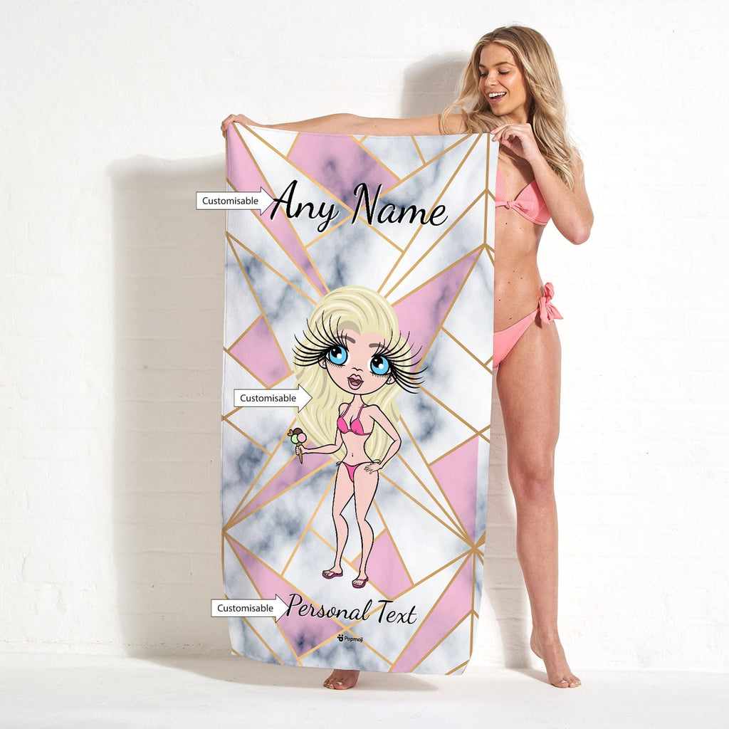 Womens Personalized Geo Beach Towel
