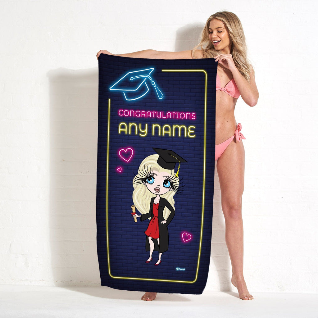 Womens Personalized Graduation Neon Congratulations Beach Towel