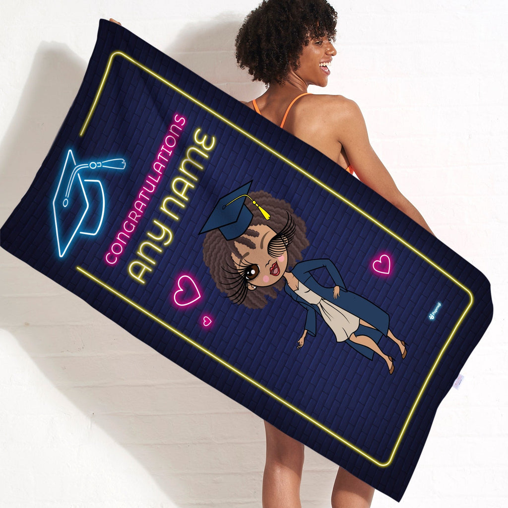 Womens Personalized Graduation Neon Congratulations Beach Towel