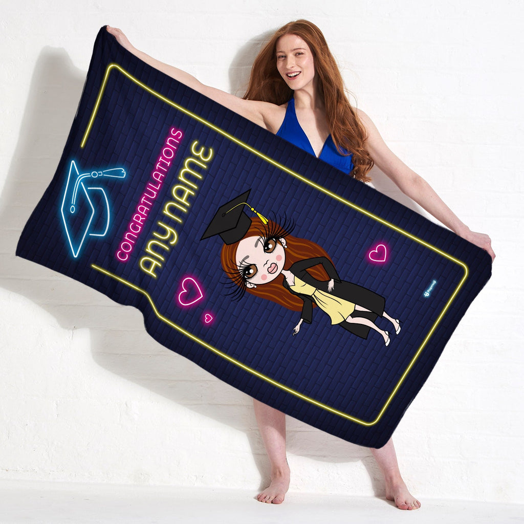 Womens Personalized Graduation Neon Congratulations Beach Towel