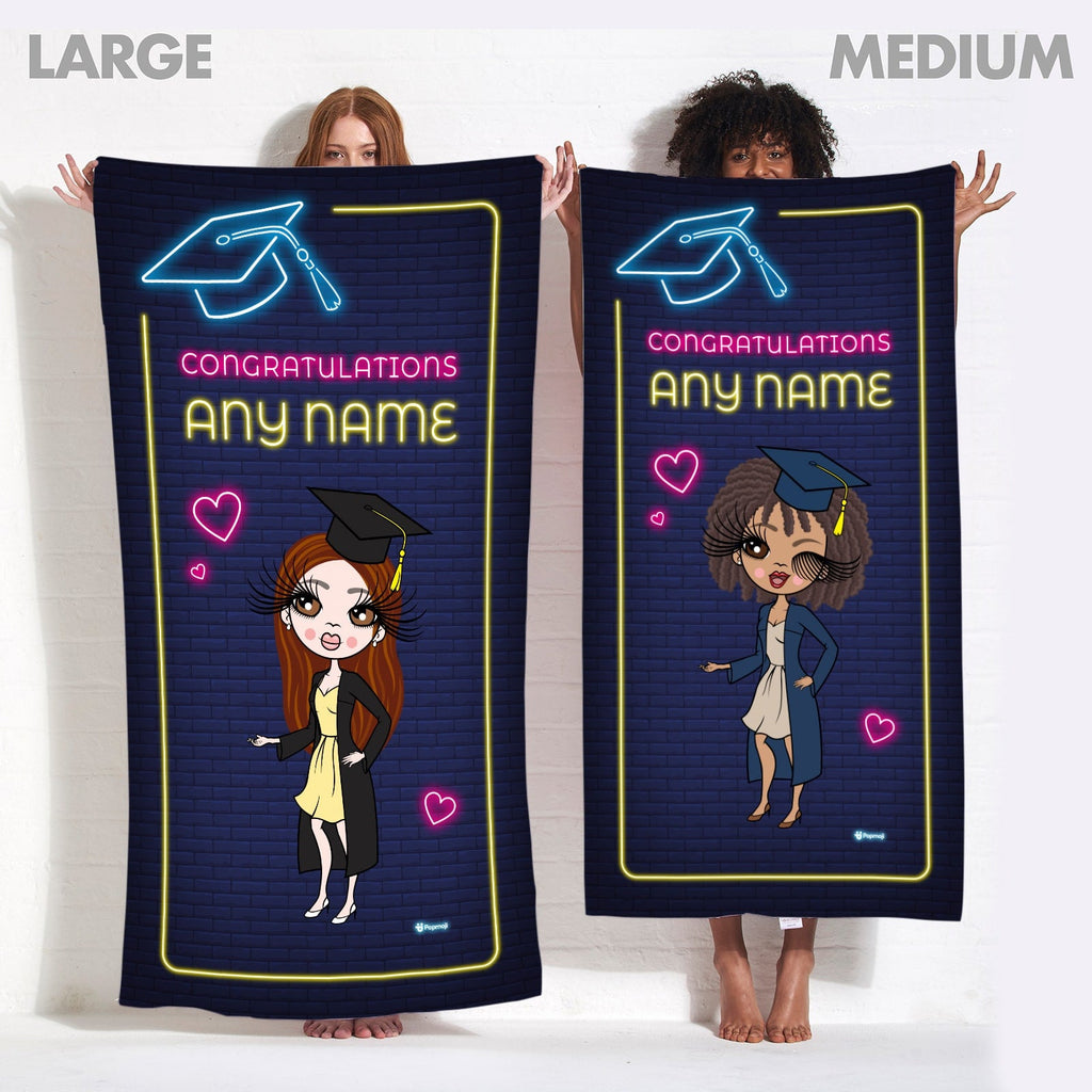 Womens Personalized Graduation Neon Congratulations Beach Towel