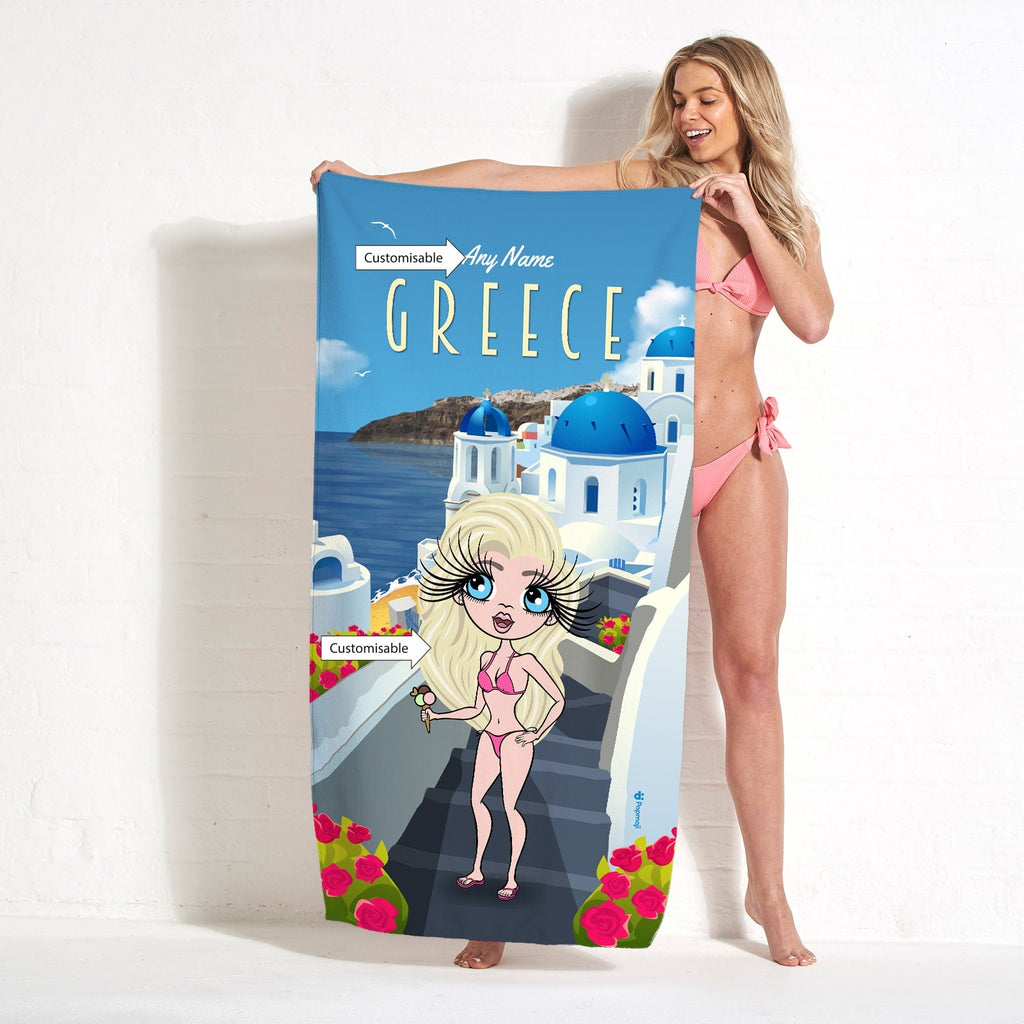 Womens Personalized Greece Beach Towel