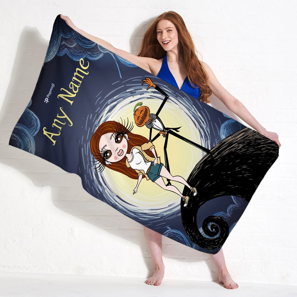Womens Personalized Halloween Nightmare Beach Towel